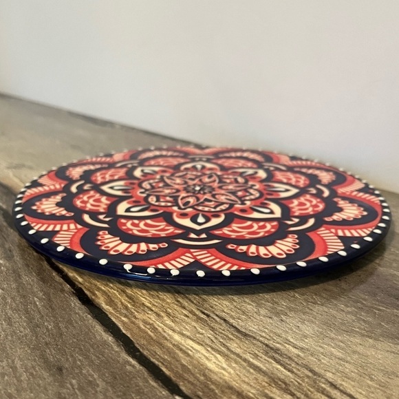 Del Rio Salado Trivet Hot Plate 9” Hand Painted Floral Mandela Pink/Blue… - Picture 7 of 11